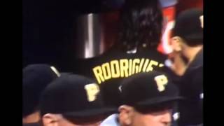 Pittsburgh Pirates Sean Rodriguez punches Gatorade Cooler as Chicago Cubs defeat Pirates 4-0