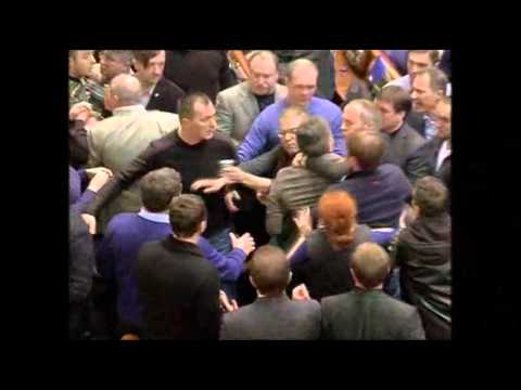 Raw- Ukranian Lawmakers Fight in Parliament News Video