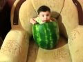 Baby eating watermelon very funny and cute