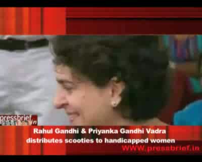 Rahul Gandhi and Priyanka Gandhi Vadra distributed three-wheelers, 28th September 2011