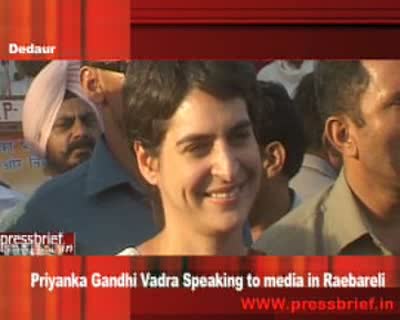Priyanka Gandhi Vadra speaking to media in raebareli_26 April 09