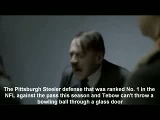 Hitler reacts to Tim Tebow beating the Pittsburgh Steelers in the AFC playoffs in OT