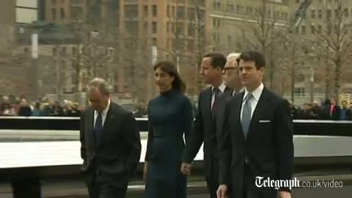 Prime Minister David Cameron pays his respects at Ground Zero