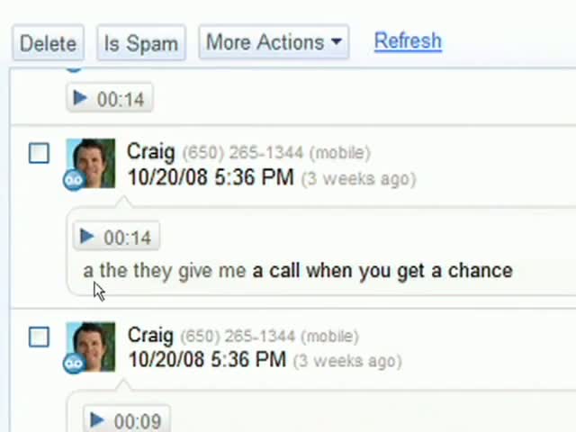 Google Voice - Voicemail transcripts