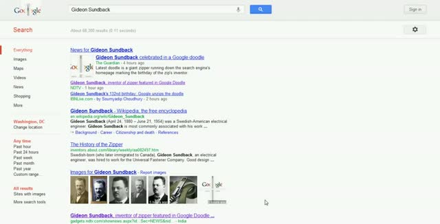 Google Salutes Gideon Sundback Inventor of the Zipper In New Doodle.