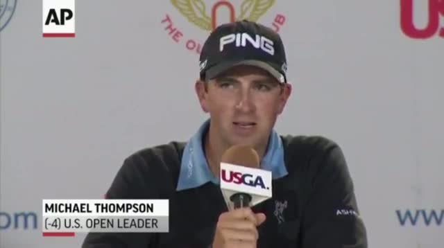 Thompson Shoots 66, Leads US Open, Tiger Lurking