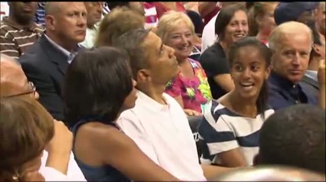 Raw Video - Kiss Cam Catches Obamas