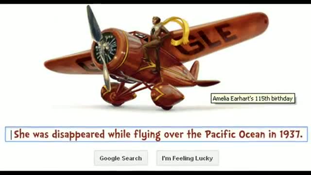 Amelia Earhart's 115th birthday - Google Doodle