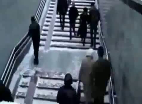 People falling on icy step compilation