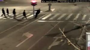 Guy accidentally knocks down traffic light