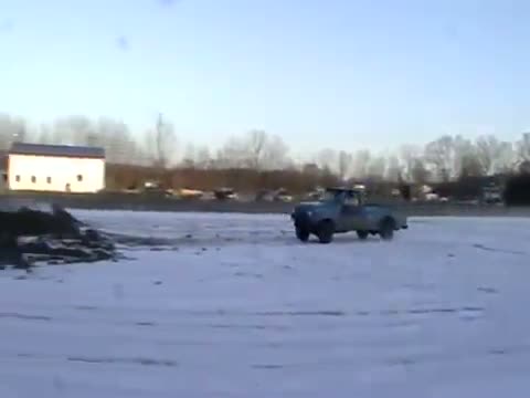 Pickup Truck Snowbank Jump