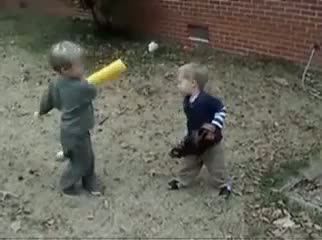 Kid hits baby in face with bat So Funny