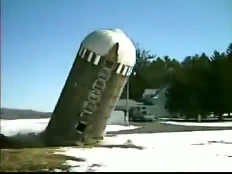 Silo collapses very oddly
