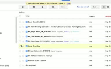 Placing Files in Multiple Folders using the Organize Button and Keyboard Shortcut in Google Drive