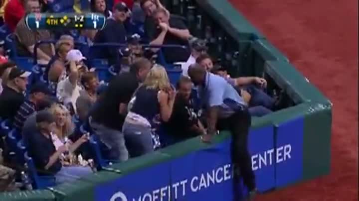 Tampa Rays Fan Does Faceplant On Field