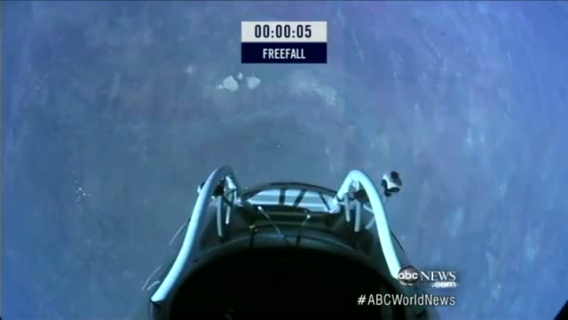 Red Bull Stratos Space Jump; Daredevil's Felix Baumgartner Supersonic Skydive Breaks Records