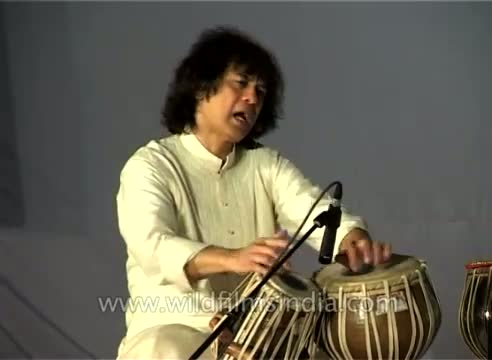 Indian drum maestro Zakir Hussain performs at Surajkund