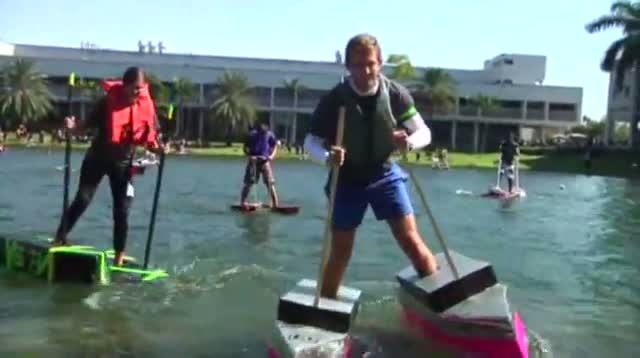 Raw - Fla. Students Design Shoes to Walk on Water