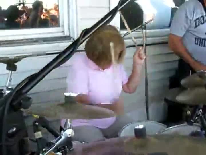 Soccer Mom Absolutely Shredding on the Drums