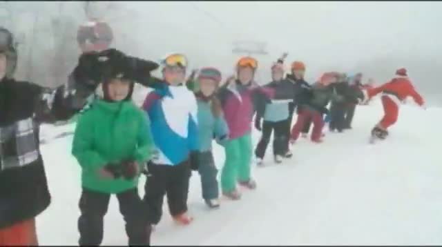 Raw_ Maine Ski Resort Hosts Skiing Santas