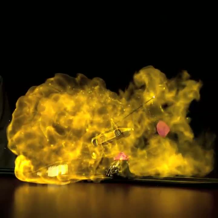 Slot Car With Sparkler Hits Hydrogen-Filled Balloon