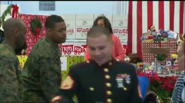 Raw - Michelle Obama Helps With Toys for Tots