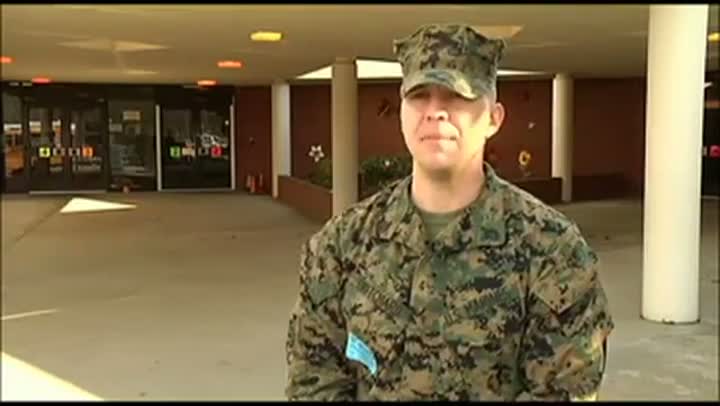 Former Marine Stands Guard Outside Daughter's School