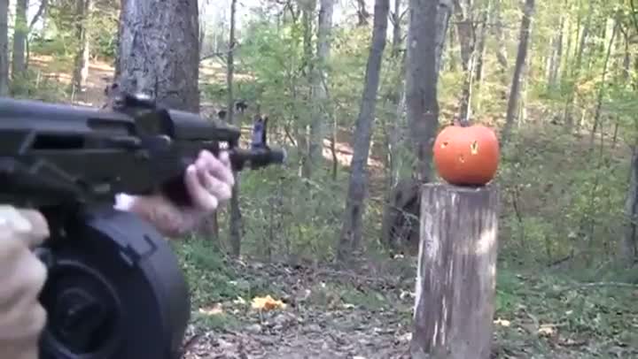 Pumpkin-Carving with a Drum-Fed AK