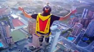 Base Jumping from a Elevator Roof of a Hotel