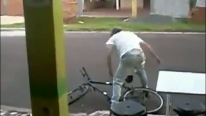Drunk Guy Trying To Ride A Bike