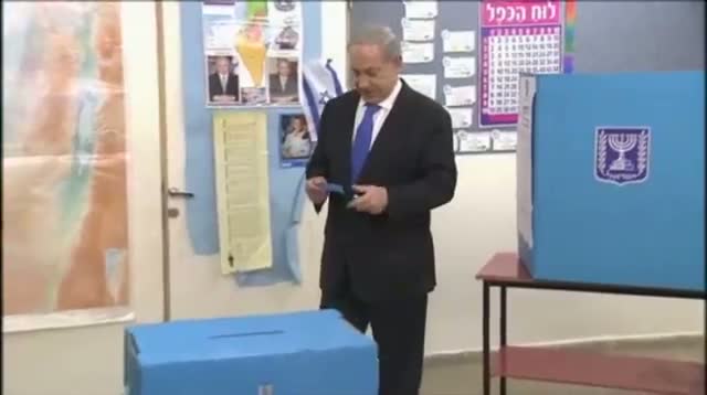 Election Day in Israel, Netanyahu Votes
