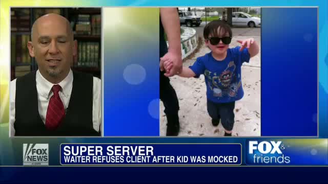 Waiter Michael Garcia told a man making comments about a 5-year-old boy with Down syndrome that he couldn't serve him.