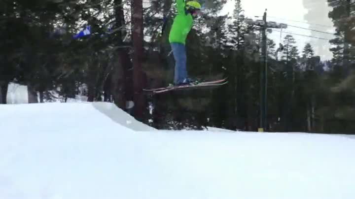 Kid's First Attempt At Ski Jump