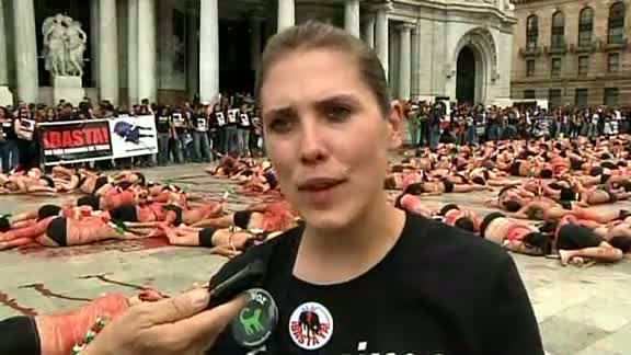 Anti-bullfighting protest in Mexico