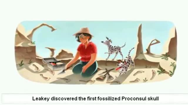 Google doodle celebrates British archaeologist Mary Leakey's birthday video