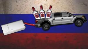 Drunk Russian Rides Fridge Towed By Truck