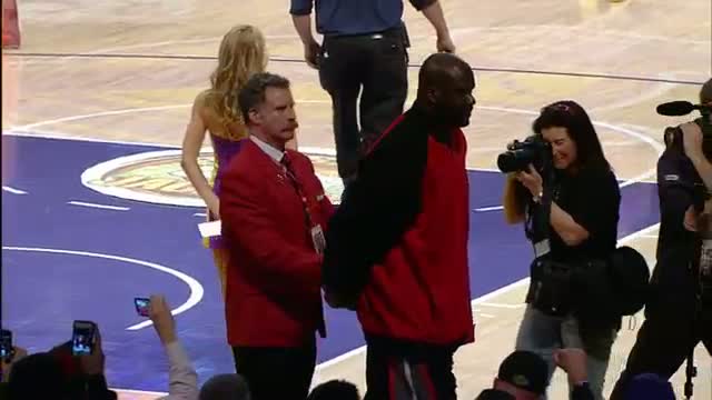 Will Ferrell escorts Shaq out of Staples!