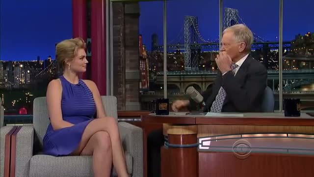 Sports Illustrated cover model Kate Upton showing it all to David Letterman. She's gorgeous.