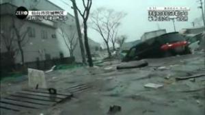 Japanese Tsunami Shot From Inside A Vehicle
