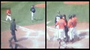 Pitcher Tackles Runner at Home Plate
