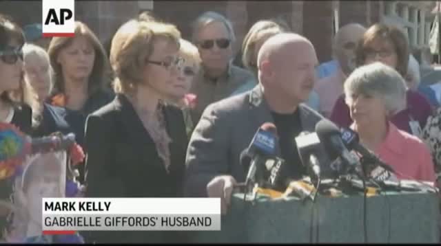 Giffords Visits Rampage Site, Urges Gun Control