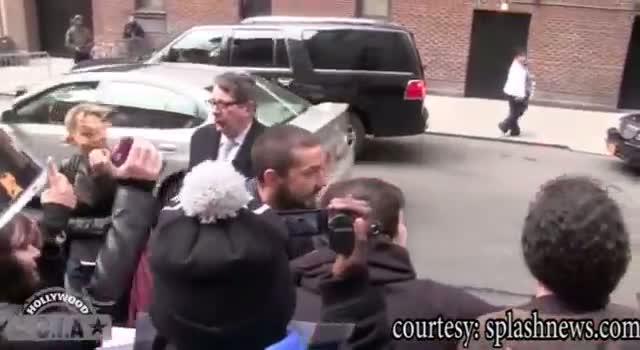 Shia Labeouf Exchanges Words with Fans before David Letterman Show