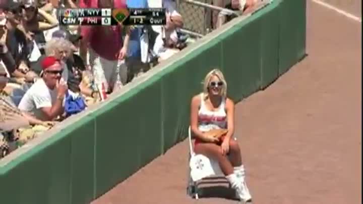 Hooters Ball Girl Doesn't Move When Foul Is Hit Her Way