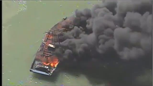 Texas Shrimp Boat Engulfed in Flames