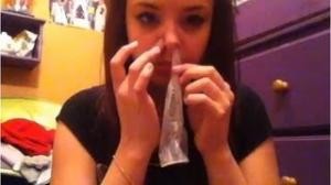 Girl Snorts Condom - Condom Challenge