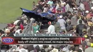 Body Of Funny Car Flies Into The Stands