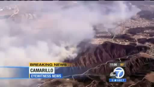 Aerial view of forest fire in Camarillo