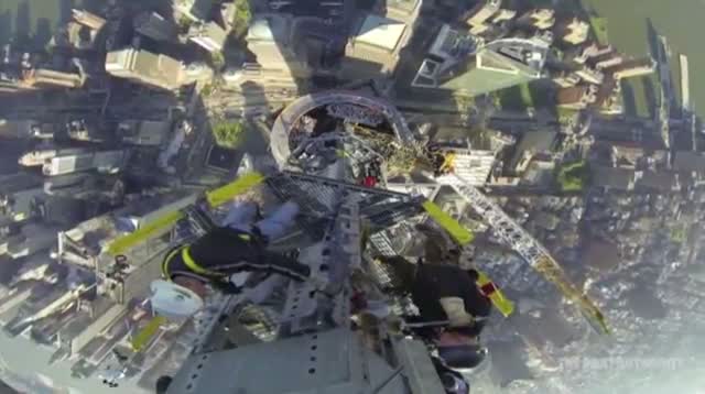 GoPro Video of WTC Spire Lowered