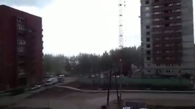 Crane Falls on Russian Apartment Building