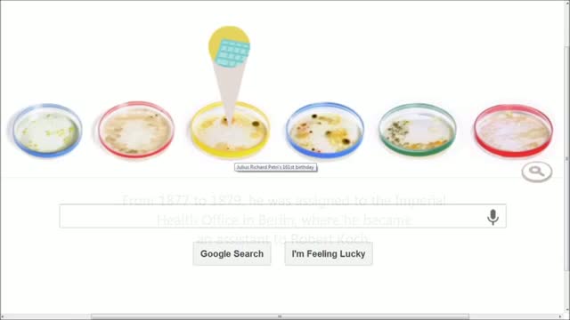 Google Doodle celebrates Julius Richard Petri - inventor of the Petri dish - on what would have been his 161st birthday